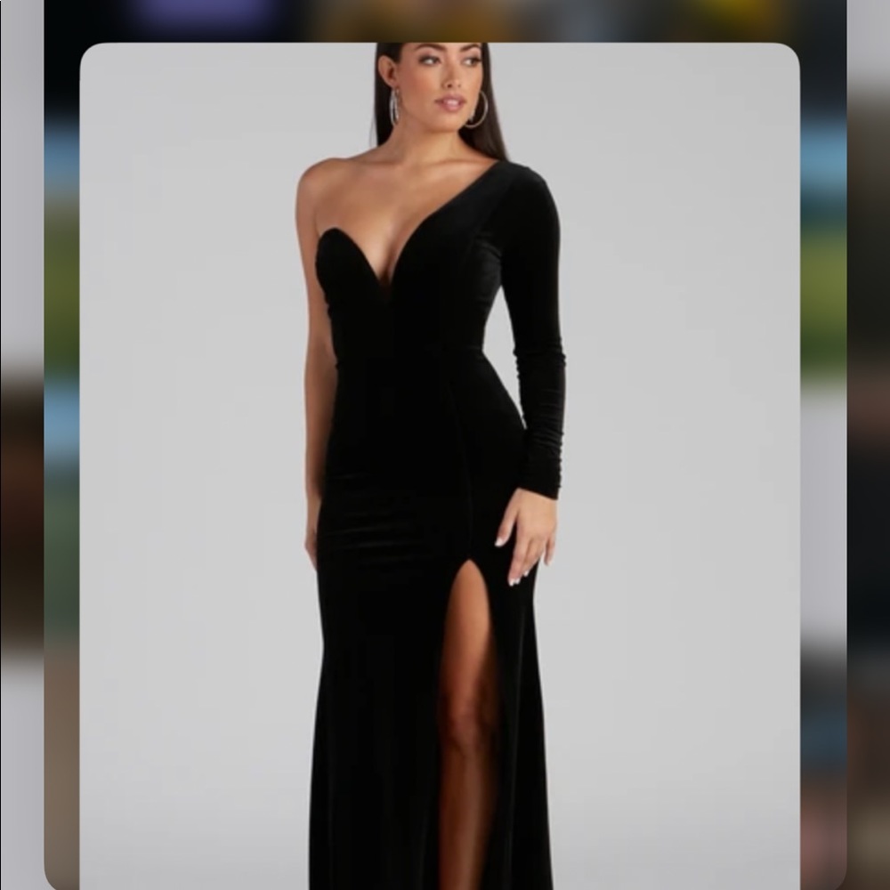 Evening one shoulder maxi dress( velvet)